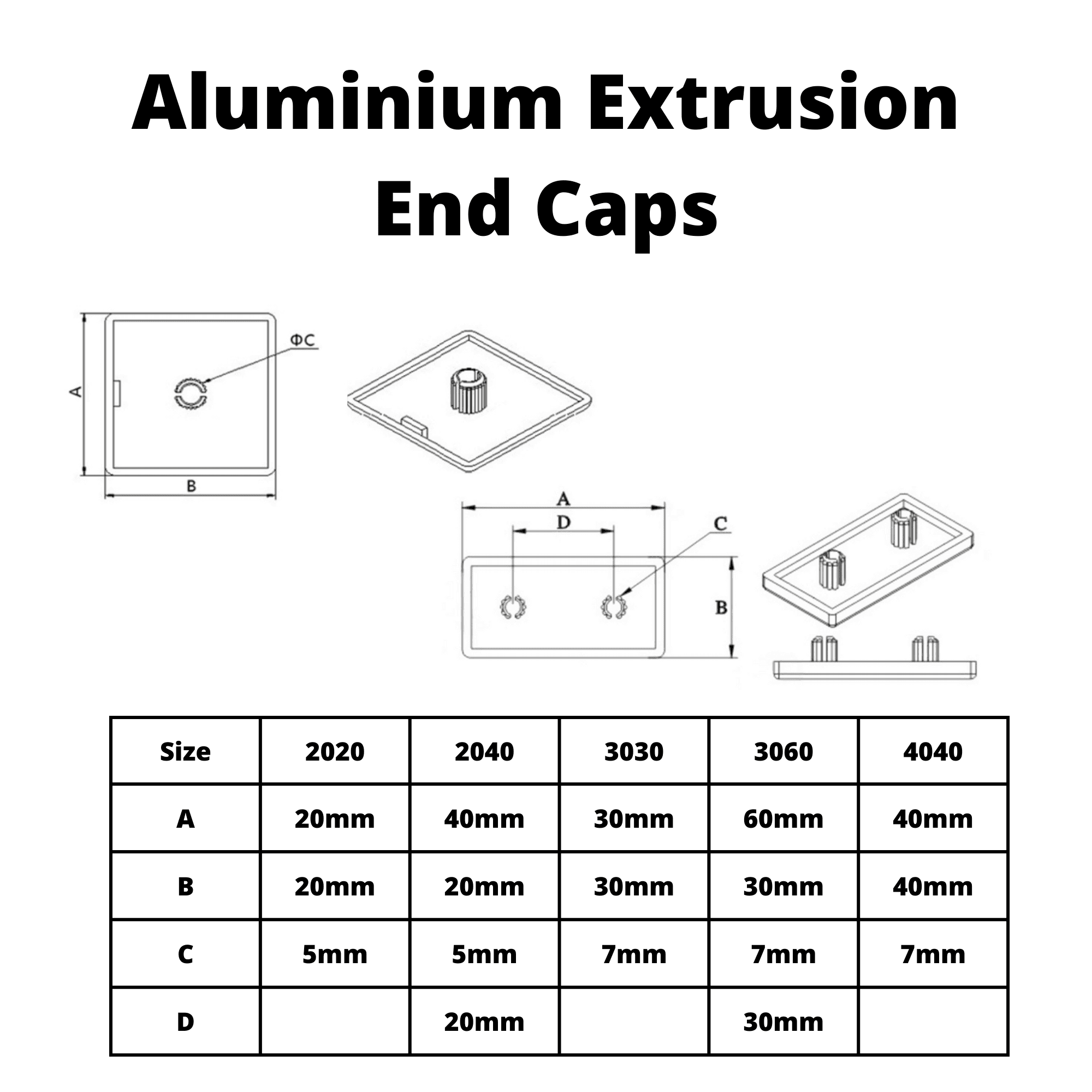 Aluminium Extrusion Profile End Caps — GS-AP-009 — thumbnail 2