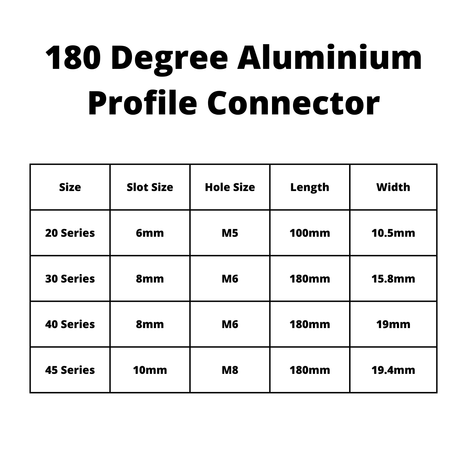 180 Degree Aluminium Extrusion Profile Straight Joint | Inside Connector T-Slot — GS-AP-010 — thumbnail 2